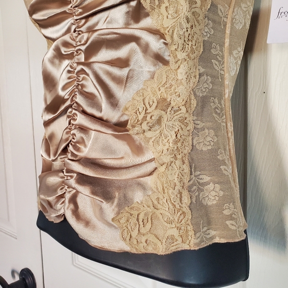 Frederick's Of Hollywood Bustier Corset Top Beige Renaissance Lace Romantic Lrg - Picture 4 of 11